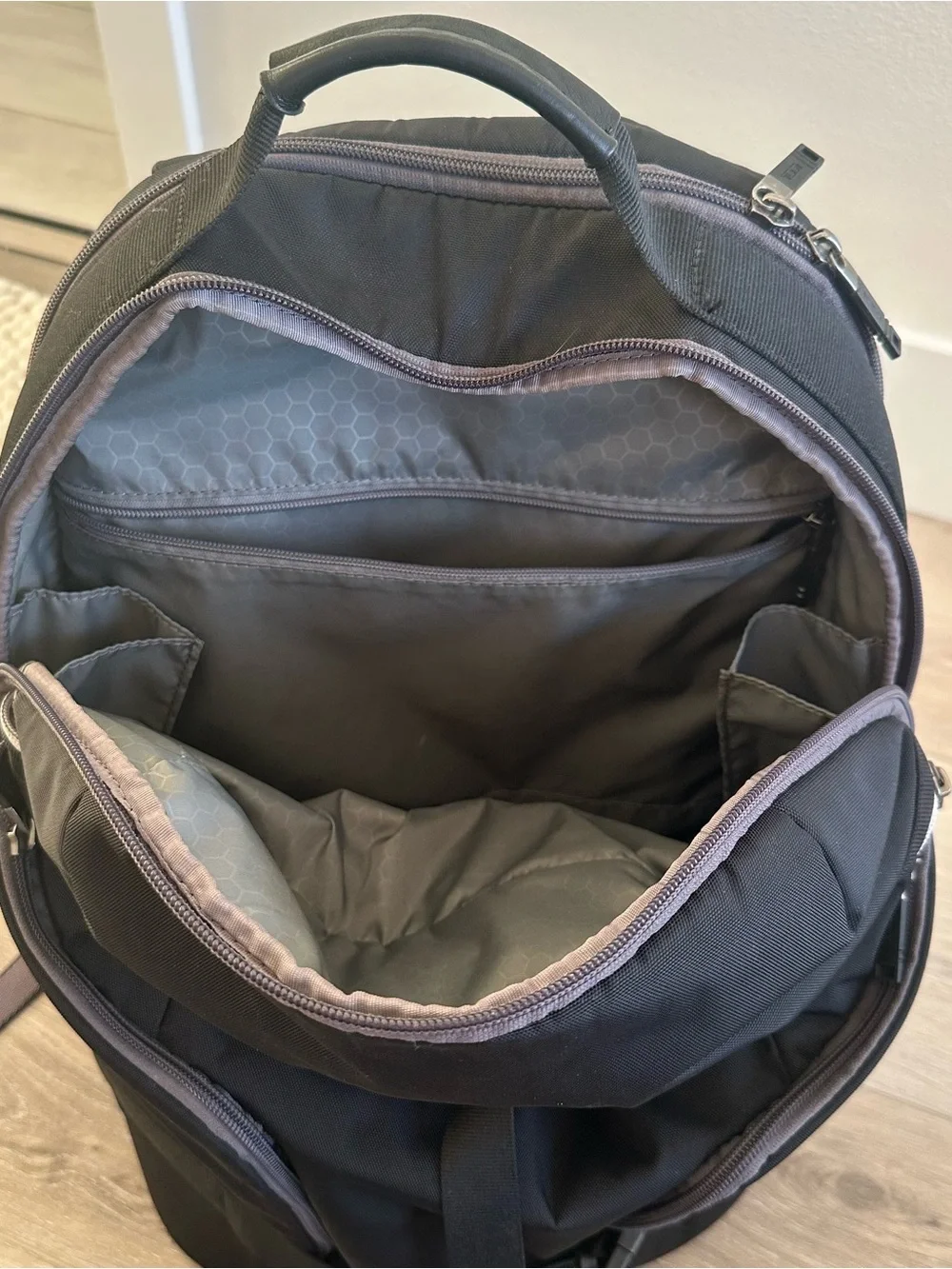 TUMI Frisco Taylor Laptop Rucksack Backpack – Black with Gray Trim